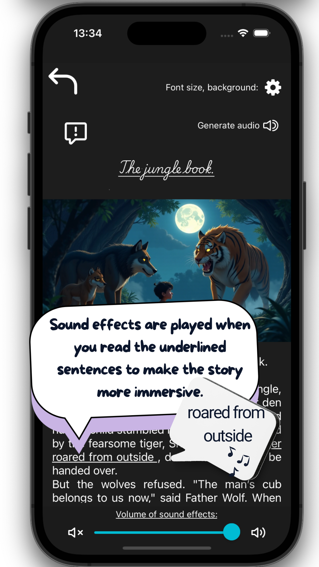 Bedtime story app, sound effects, audio books'